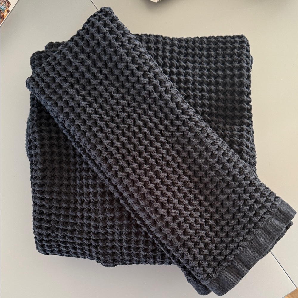 World Market Black Waffle Knit Towel Bundle